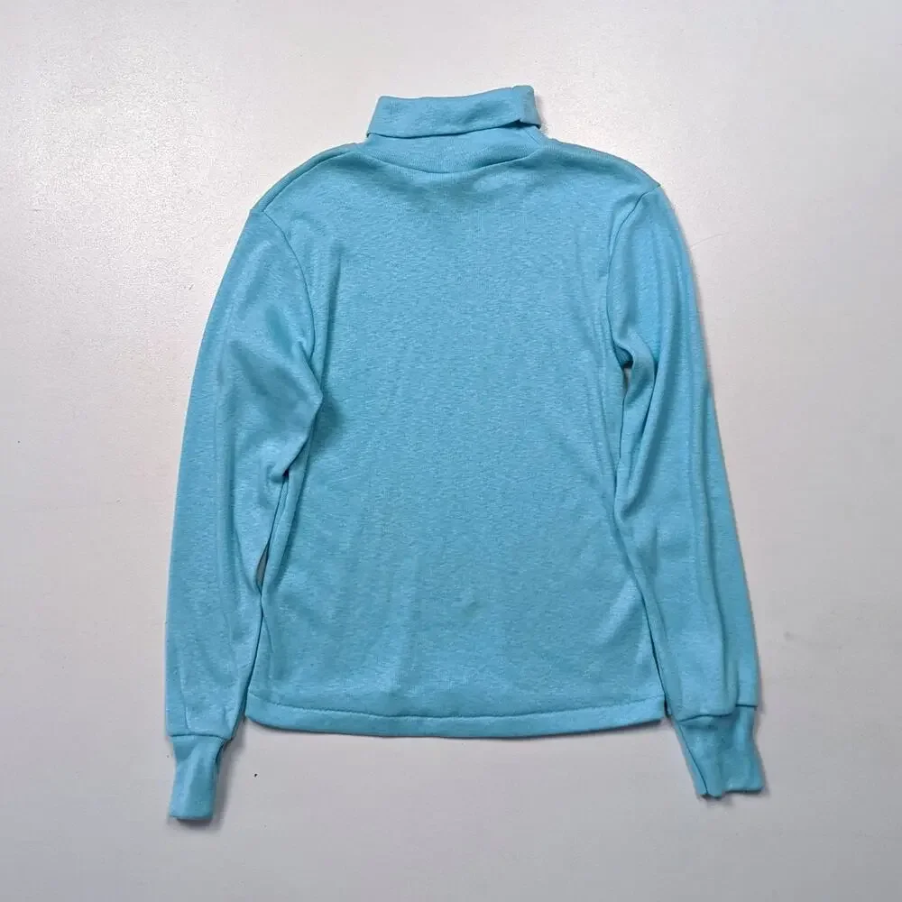 Vintage Dobie Turtleneck Shirt Unisex Kid 6X Long Sleeve Blue Basic Layering